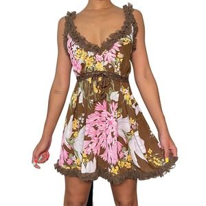 Vintage 60s70s floral slip dress
